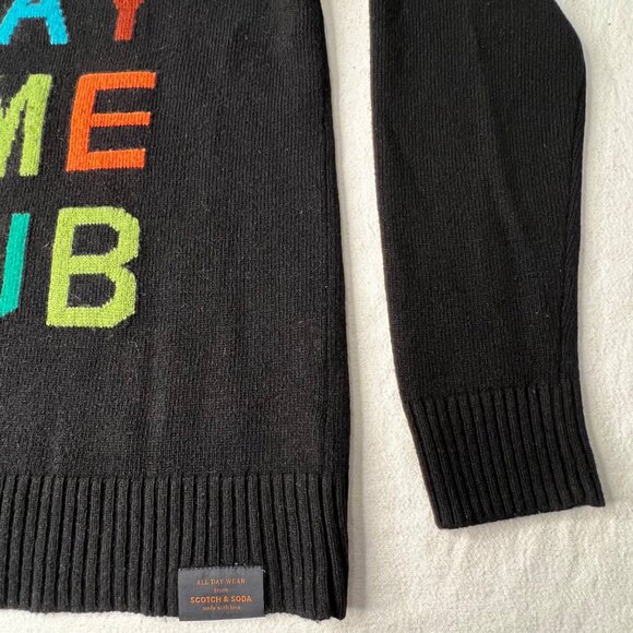 Scotch & Soda M  ‘Let’s stay home club’ sweater Comfortable Stretch Black - Picture 10 of 16